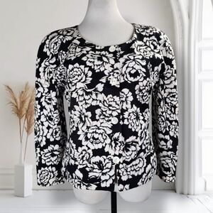 Vintage 80s Versace for Genny Collarless Jacket Size 14 Floral Print Collarless